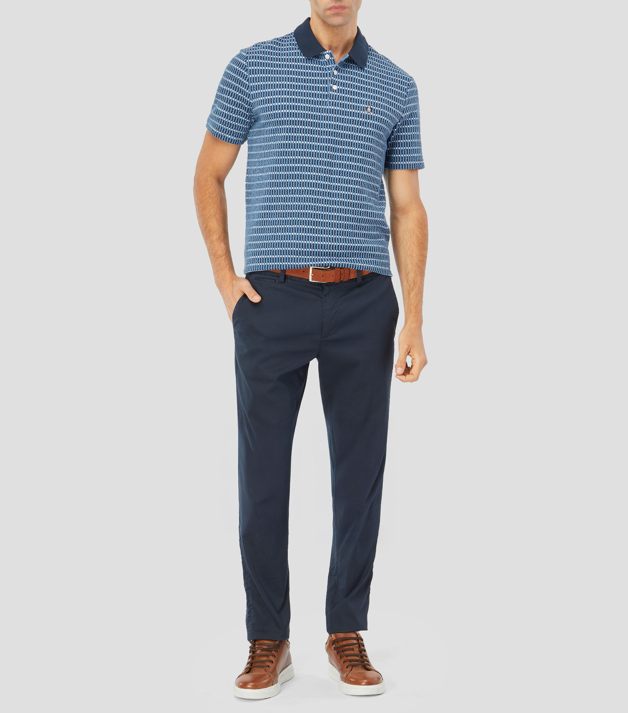 Playera tipo polo manga corta a rayas Hombre
